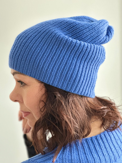 Klasická čepice beanie – kašmír a merino, perlová