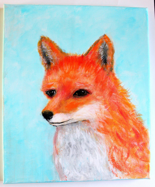 Liška - obraz - plátno 25x30cm - akryl