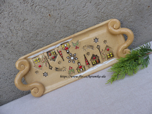Tác, štrůdlák 34cm -Vánoční chaloupky / skladem