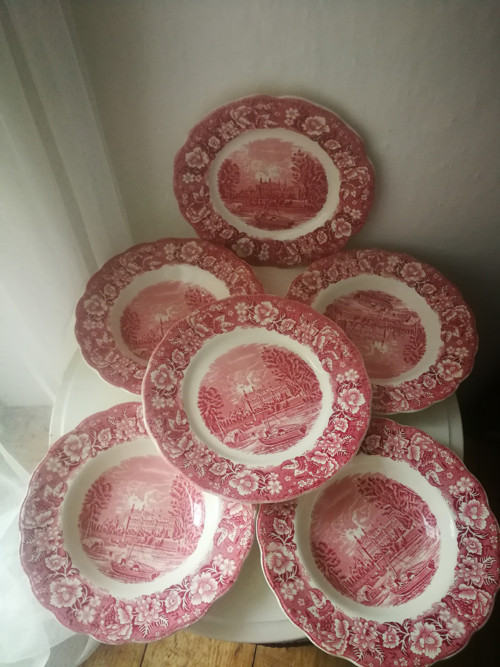 Sada talířů anglického porcelánu Palissy