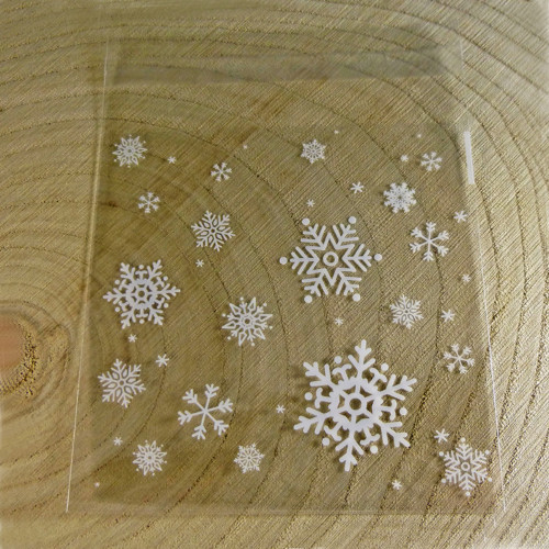 Vánoční celofánový sáček vločky lepící 10cm, 5ks