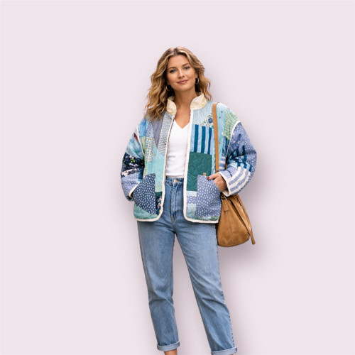 Dámská prošívaná patchwork bunda