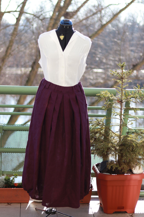 Lněná sukně purple — foto 1