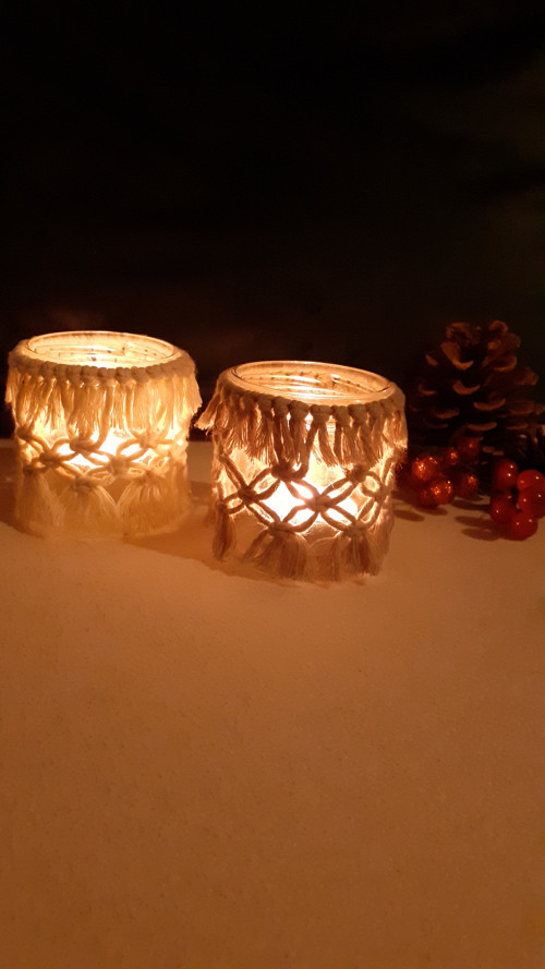 Macramé svícen mini