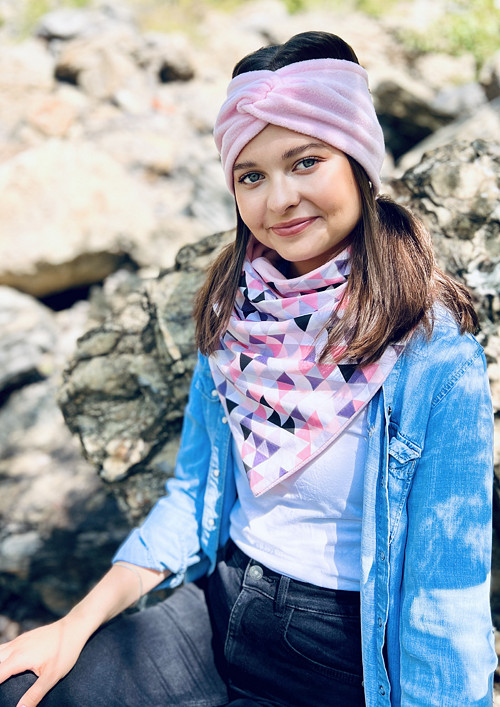 Dámská čelenka fleecová - světle růžová M