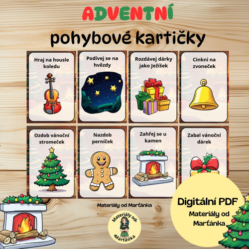 Adventní pohybové kartičky – Digitální PDF