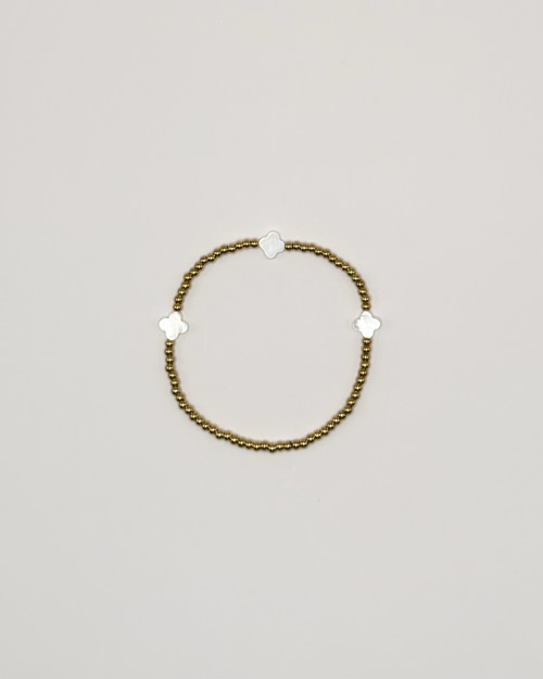Gold & Pearl Clover Bracelet