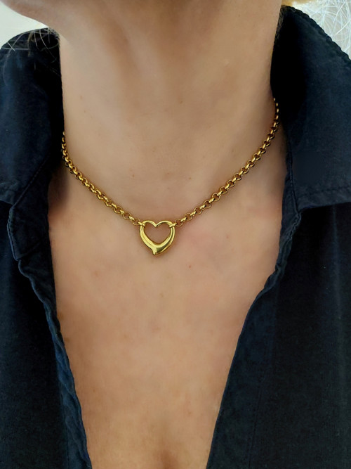 Náhrdelník - chocker zlatý LOVELY srdce