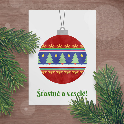 Vánoční pohlednice Middle ornament - stromky