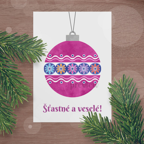 Vánoční pohlednice Middle ornament - ohňostroj