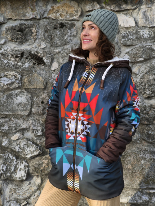 AZTEC RASTA - termo mikina so sherpou na zips
