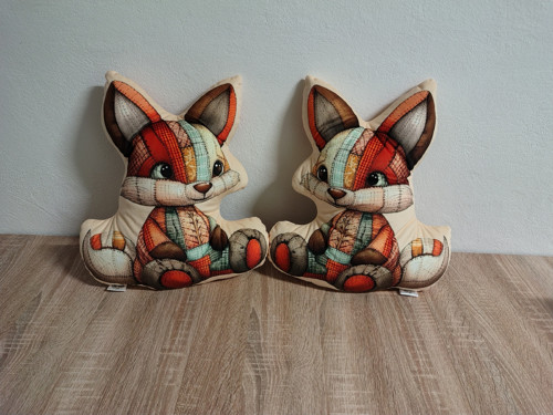 Liška styl patchwork - 3D polštář