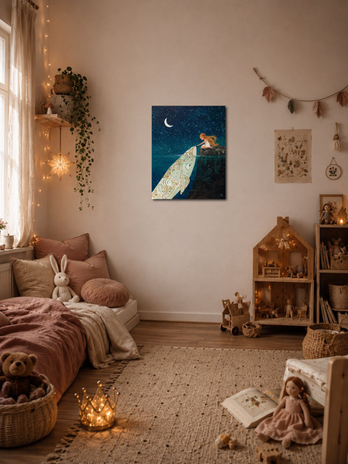 Reprodukce na plátně "Magická bílá velryba" 30x40
