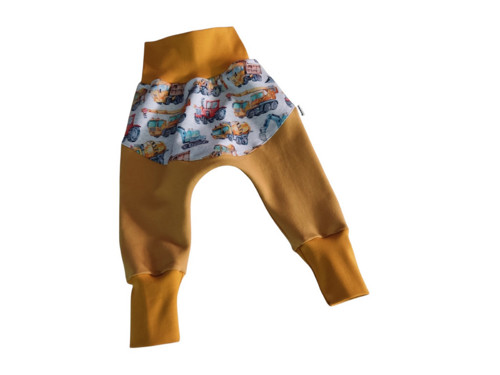Chlapecké Baggy - Tm. hořčice + Bar. stav. stroje