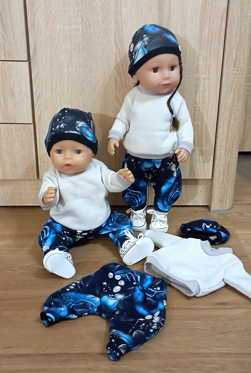 Set 3 ks oblečení pro Baby Born - modré růže
