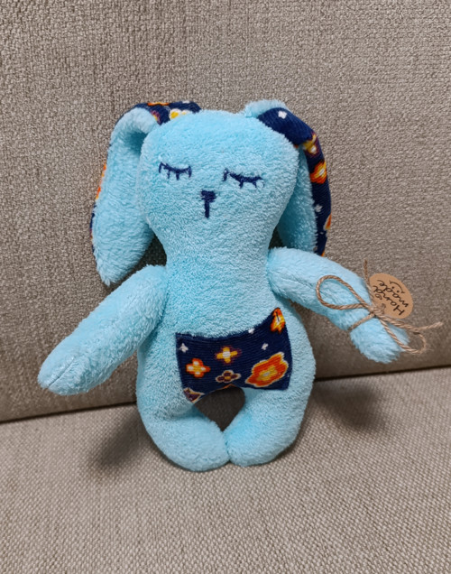 Chlupatý měkkoučký zajíček modrý 25 cm