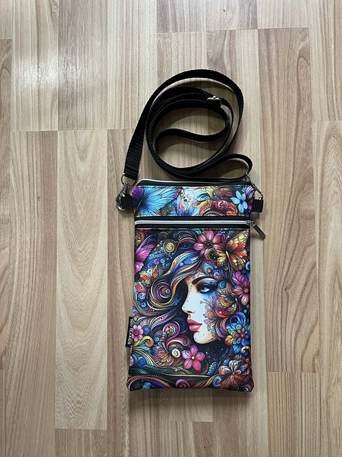 Dívka v květinách - taštička crossbody na mobil