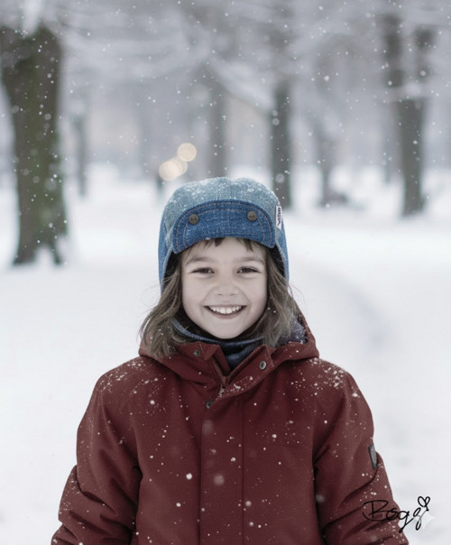 Dětská tankovka, riflová recy ušanka 53/54cm