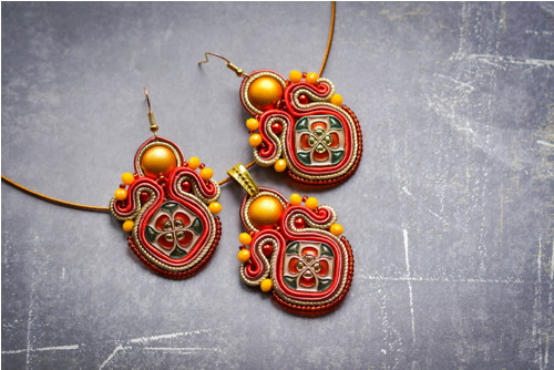 Soutache sada náušnice a náhrdelník