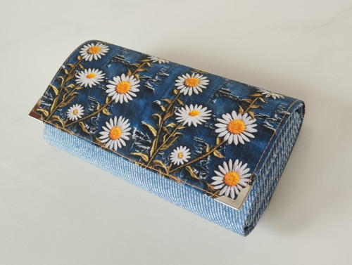 Kopretiny denim - tmavší -17 cm na spoustu karet
