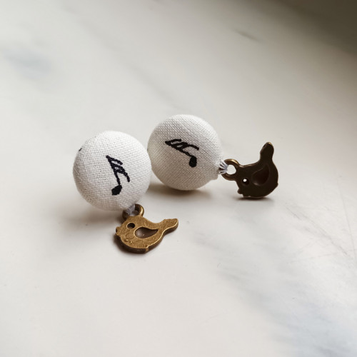 Ptačí píseň – buttonkové náušnice