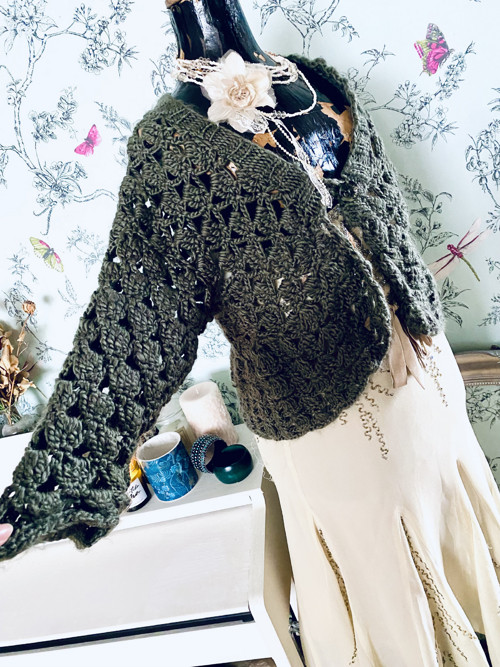 Bolerko hand made olivové — foto 1