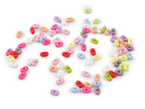 Plastové korálky peanut 4x6 mm (10g) - mix
