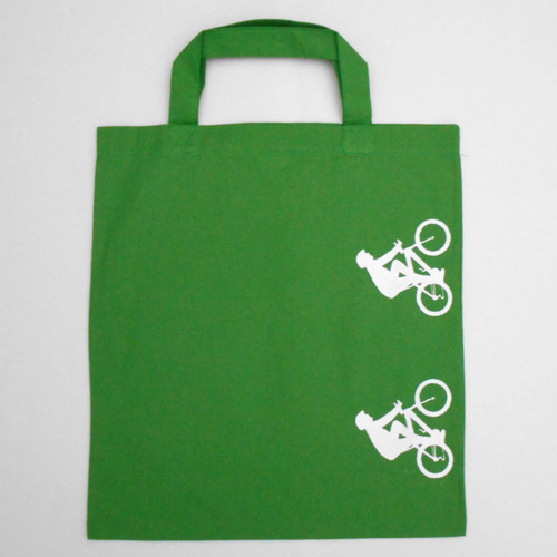 Tmavě zelená taška s bílými cyklisty