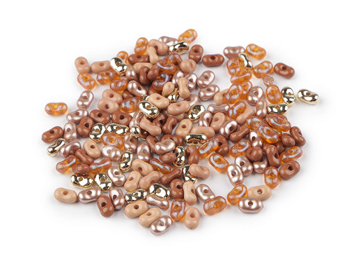 Plastové korálky peanut (10g) - mix zlatý