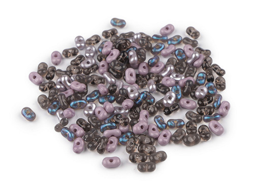 Plastové korálky peanut (10g) - mix černošedý — foto 1