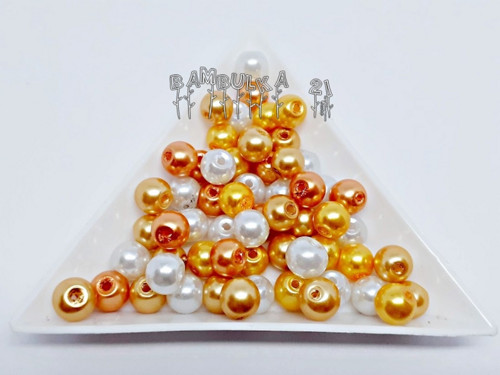Voskované skleněné perličky cca 6mm,barevný mix 2. — foto 1