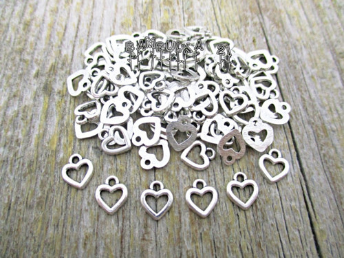Přívěsek srdíčko, cca 8x6mm, barva strarostříbro,