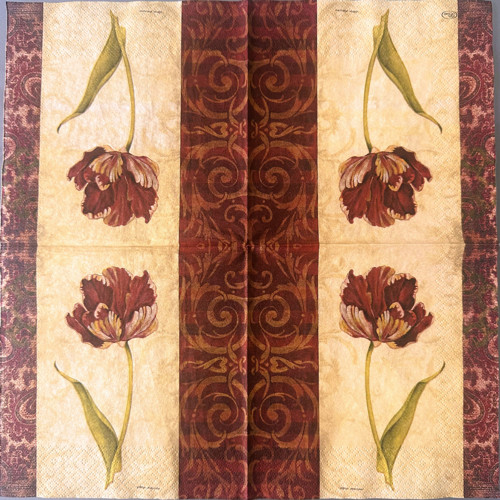 Papírový ubrousek Tulipán s ornamenty, design Paw