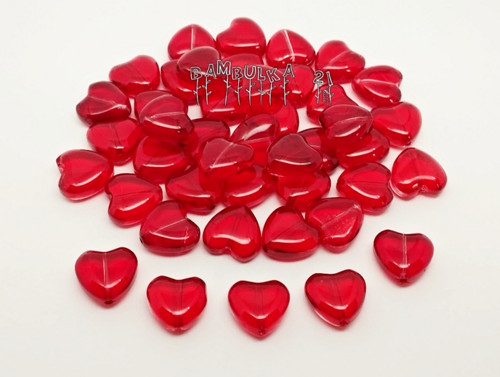 Skleněné srdce cca 12mm, červené, 1ks — foto 1