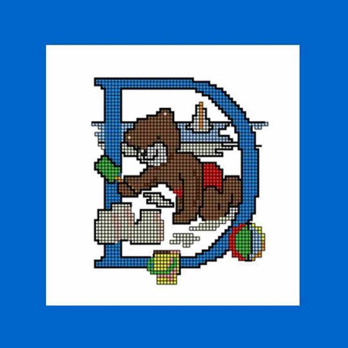 Předloha na vyšívané PÍSMENO "D" s medvídkem