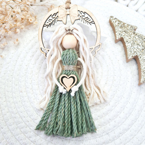 Anděl macramé VÁNOČNÍ ZVONĚNÍ EUCALYPTUS GOLD — foto 1