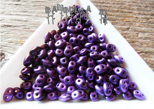 SuperDuo - 2,5mm x 5mm, metalic suede fialová