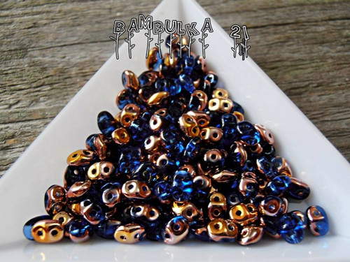 SuperDuo - 2,5mm x 5mm, Safír Gold Capri