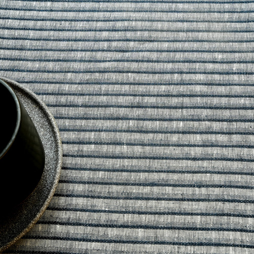 Lněnítko osnova bílá, útek indigo, š.152 cm, 180g