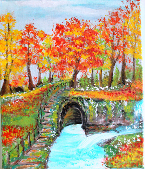 Podzim - obraz - plátno 25x30cm - akryl
