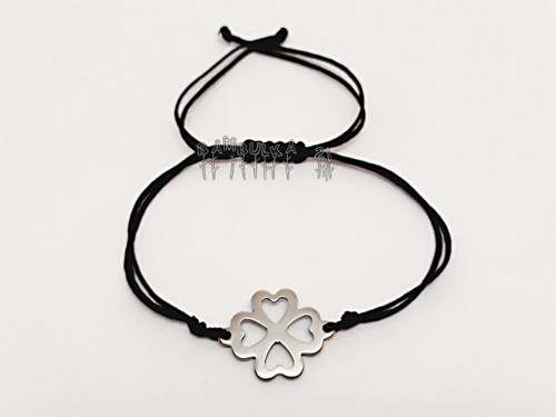 Náramek Shamballa, čtyřlístek z nerezové oceli