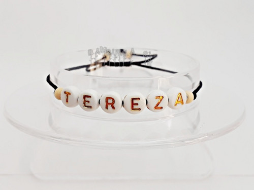 Náramek Shamballa - jméno TEREZA zlaté písmenka