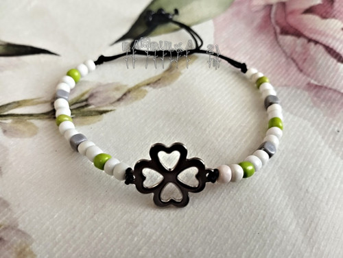 Náramek Shamballa, čtyřlístek z nerezové oceli, 3.