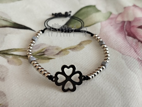 Náramek Shamballa, čtyřlístek z nerezové oceli, 4.