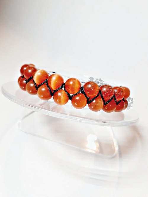 Náramek Shamballa, skleněné korálky "kočičí oči" 1
