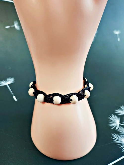 Náramek Shamballa, dřevěné přírodní korálky