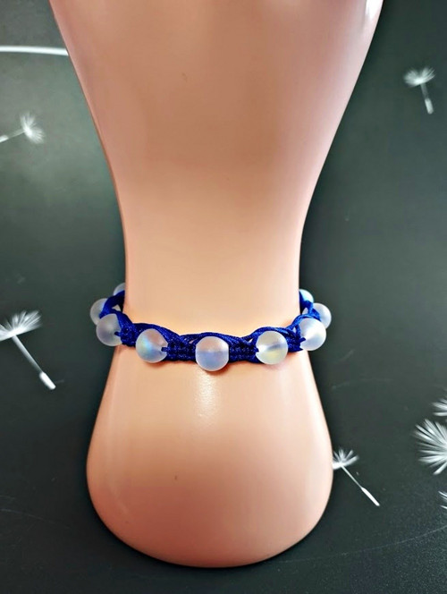 Náramek Shamballa, skleněné korálky matné s AB