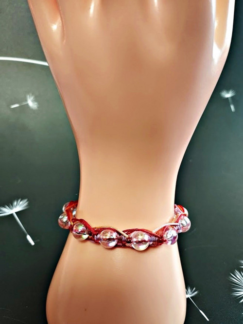 Náramek Shamballa, akrylové korálky s AB