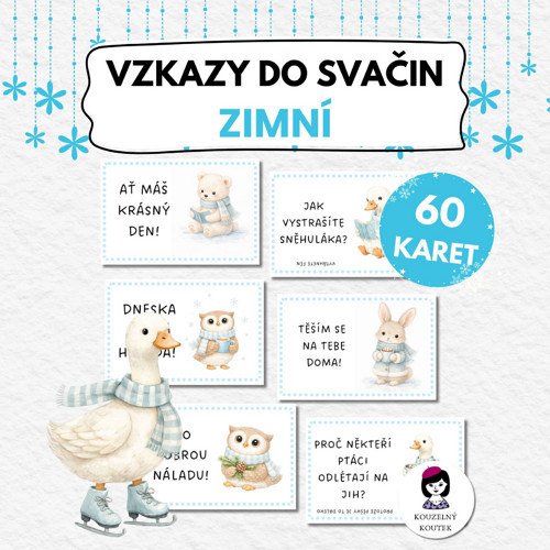 Zimní vzkazy do svačin - Kartičky do svačin