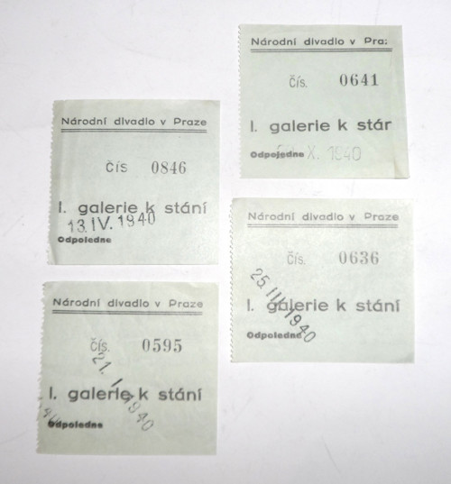 4x VSTUPENKA • Národní divadlo, Praha 1940